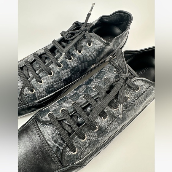 Louis Vuitton Black & Grey Leather Damier Ebene Monogram Sneaker - Picture 7 of 16